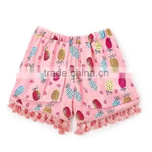 Hot Girls in Spandex Shorts Pics Mint Pineapple Tassel-Trim Shorts for Girls Summer Clothing Young Girls Model Panties Shorts thumbnail-1