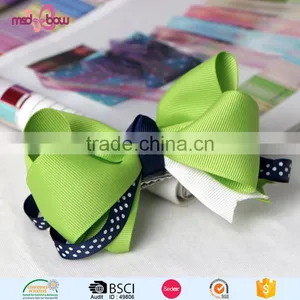 Latest Design Green Handmade Ribbon Grossgrain Hair Bows for Women thumbnail-6