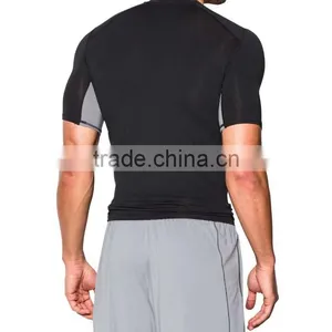 Polyester Spandex Gym Sports Clothing Short Sleeve Black Cheap Wholesale T Shirt thumbnail-2
