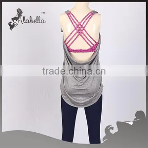 Singlet With Contrast Sports Bra Melange Polyester Spandex for Women thumbnail-1