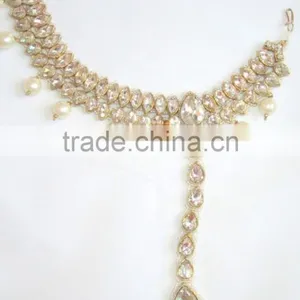 Crystal Pearls PAYAL Anklets Pair Toe Ring BAREFOOT SANDAL thumbnail-4