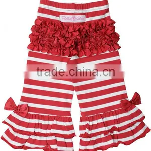 2017 New Design Kids Clothing Soft Cotton Trousers Ruffle Wholesale Orange Children Baby Pants for Girl thumbnail-2
