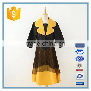 High Quality Lace Stitching Contrast Color Neck Collar Design Of Ladies Suits thumbnail-1