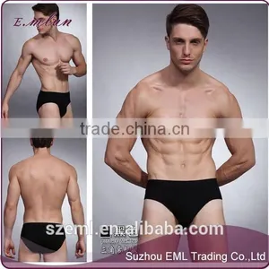 Wholesale Custom Men's Pure Color Sexy U Convex Pouch Bamboo Fiber Seamless Boxer Brief thumbnail-1