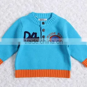 Round Neck With Buttons Boys Pullover Sweater Factory Price thumbnail-4