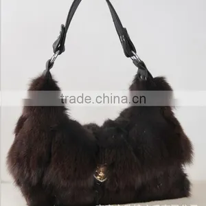 High Quality Luxury Dye Fox Fur Handbag / Winter Wine Fox Fur Bag thumbnail-2