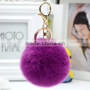 Myfur Rabbit Fur Ball Plush Fur KeyChain POM POM Keychain Tassel Pompom Car Bag Keychain thumbnail-5