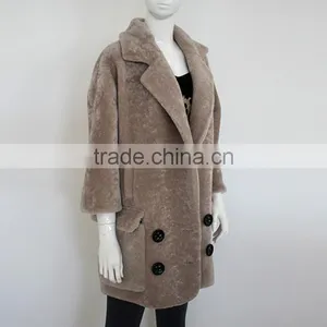 Myfur Genuine Sheep Shearing Fur Coat Pocket Cool-Chic Lady Winter Coat thumbnail-3