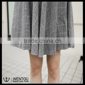 New Fashion Women Plaid Stretch Waist Pleated Skirt thumbnail-4