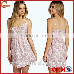 Latest Geo Print Women Ladies Night Dress,sexy Night Sleeping Dress thumbnail-1