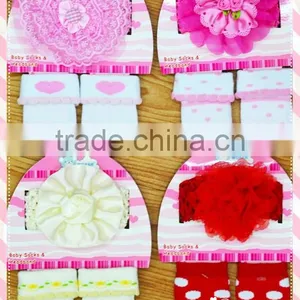 Flower Plain Baby Girl's Headband + Socks Set for Baby Gift thumbnail-1