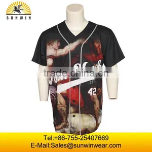 Polyester Mesh Red Baseball Jersey With Logos thumbnail-6