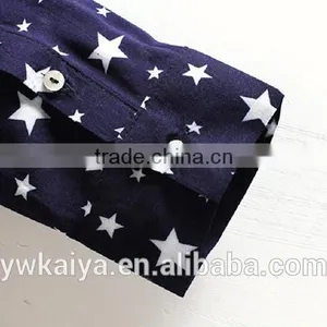 CVC Slim Fit Star Blue Fancy Casual Long Sleeve Women Shirt Wholesale thumbnail-4