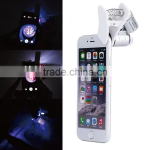 Wholesale 9882W 60X Magnifying Universal Mobile Phone LED Microscope Magnifier With Clip thumbnail-2