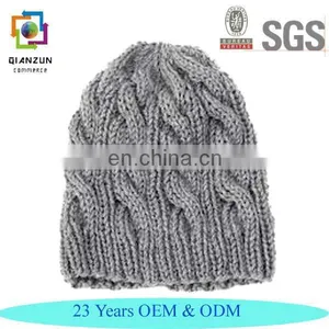 Grey Cable Knit Beanie Hat Slouchy Beanie Knitting Pattern thumbnail-1