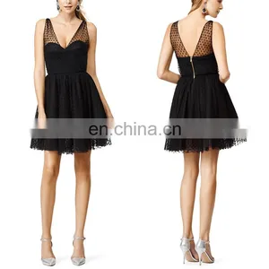 Design Sleeveless Black Tulle Classy and Flirty Ladies Party Dress 2016 thumbnail-1
