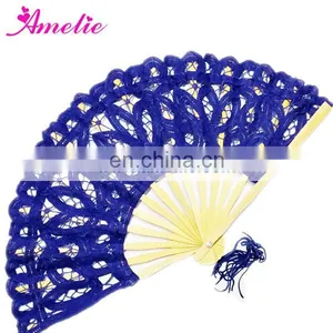 8 Inches Cotton Battenburg Lace Small Lace Fan Wedding Favors Gifts Fan thumbnail-3