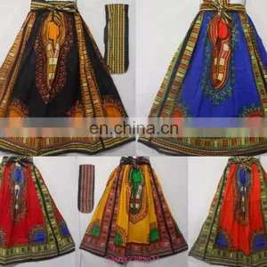African Dashiki Maxi Wax Skirt A-Line Long Elastic Waist Full Length Skirt 1Size Dashiki Maxican Skirt Wrap Women Skirts Ethnic thumbnail-1