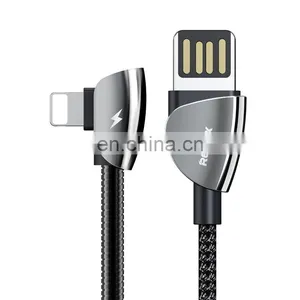 Remax Qiker Series RC-061i 1.2M High-hardness Metal Shell Special Games Multi-function Data Nylon Phone Right Angle Usb Cable thumbnail-1