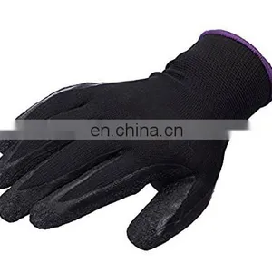 13 Gauge Black Nylon Crinkle Latex Palm Black Gloves For Metal Fabrication thumbnail-2
