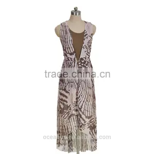 100% Poly Ladies Printed Sleeveless Cardigan thumbnail-1