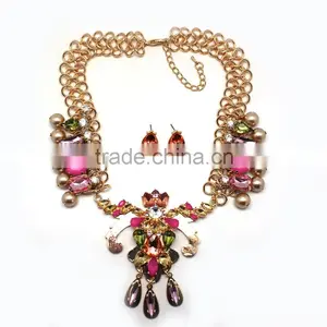 2015 Fashion African Alloy Plating Jewelry Set African Fashion Jewelry Set Gift Acrylic Flower Jewelry Set thumbnail-1