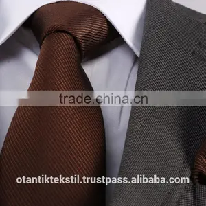 Brown Striped Necktie Set With Pocket Square, Neck Tie, Corbata, Gravate, Krawatte, Cravatta, Fashion Tie thumbnail-1