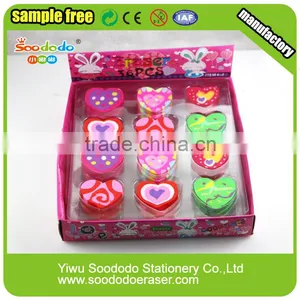 Kids Extruded Office Love Heart Shaped Flat Erasers thumbnail-2