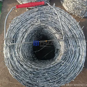 Galvanized Barbed Wire Double Twisted Strands 4 Barbs Wire Gauge 16 Length 500 Meters thumbnail-1