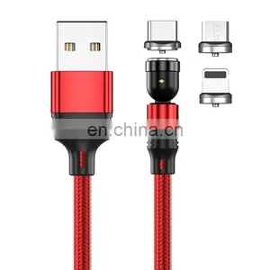 Wholesale 1M 2M 3PIN 540 Rotation Fast Charging Type C 3 In 1 Usb Charging Cable Magnetic Data Cable for Iphone thumbnail-3