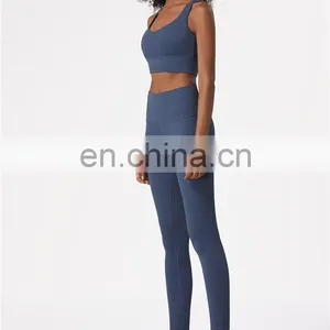 Wholesale New Nude Feeling Sports Gym Wear Suit Set Ins Sexy Bra Match High Waist Fitness Leggings 2 Piece Yoga Set For Women thumbnail-2