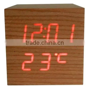LED Wood Desk Clock With Touch Function and Temperature Show thumbnail-1