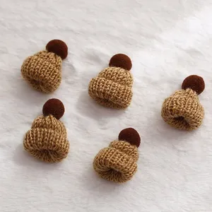 10pcs Mini 20 Pcs Knitted Hat Set, Mixed Color Polyester Wool Yarn Doll Hats, Handcrafted for DIY Christmas Ornaments & Sewing Projects thumbnail-4