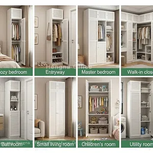 Fluted Steel Wardrobe Cabinet SW-CN769 – Exquisite Metal Handles & Adjustable Feet | Easy Assembly for Rental & Student Housing-Life Long Service thumbnail-1