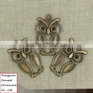 Wholesale Diy Zinc Alloy Jewelry Ancient Bronze Large Owl Pendant thumbnail-3