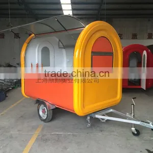 7.6*5.5ft Yellow and Orange Food Van/Street Food Vending Cart For Sales,Hot Dog Cart/Mobile Food Trailer With Big Wheels thumbnail-2