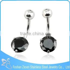 Black Big Cubic Zircon Belly Button Ring Crystal Navel Jewelry thumbnail-1