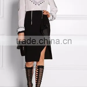 Top Market Hand Made Shoes Women Thigh High Sandal Wedge! Leather Ladies High Heels Shoes Cut Out Knee Sandals Boots thumbnail-1