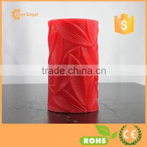 Leaves Carve Pillar LED Candle 6" Luminara Type Flameless Candle Wax Pillar Candle thumbnail-5