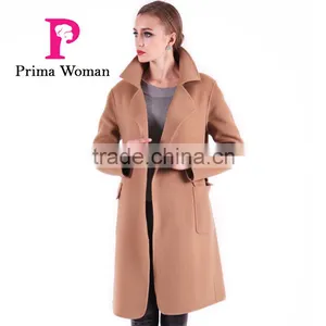 2016 New Design Fashion Women Length Slim Fit Wool Coat With Belt thumbnail-4