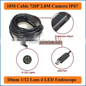 10M Cable Length 10mm Lens 4 LEDs Waterproof IP67 2.0M Camera HD 1080*720P USB Snake Inspection Camera Endoscope Borescope thumbnail-1
