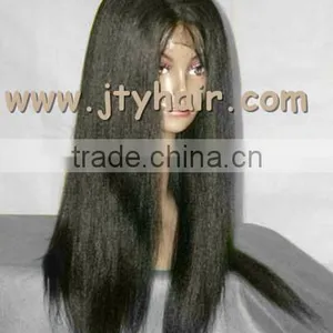 Hot Beauty Fashional Style 22" #1B Yaki Straight, Bleached Knots, Indian Remy Hair Lace Front Wig thumbnail-2
