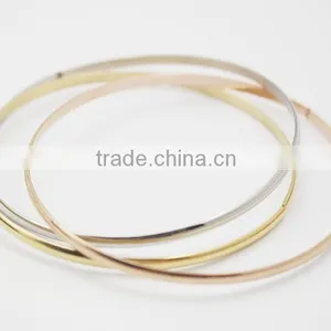 3 Color Smooth Fashion Wedding Bangle 3pcs/set Silver Gold and Rose Gold Plated Simple Wiring Bracelet Wristband Wire Bangles thumbnail-1