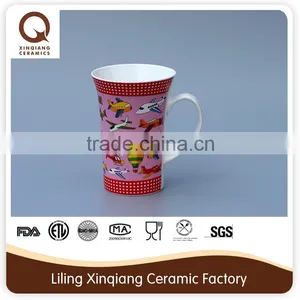New Item 12oz Ceramic Horn Mug With Plane Decal thumbnail-5