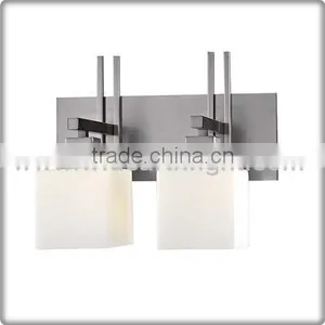 UL CUL Listed 2 Light Opal Glass Hotel Bathroom Mirror Light In Nickle Nickel W40164 thumbnail-1