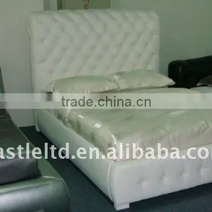 Leather Upholstered Bed and Bedding thumbnail-1