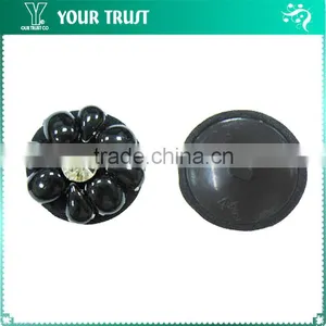 Clear Meteorite Stone Clear Rhinestone Navy Bugle Bead Black Fabric Shank Cover Button thumbnail-6