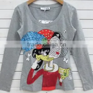 Scoop Neck t Shirt Womens Long Sleeve 3d T-shirt T004 thumbnail-1