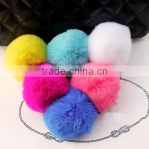 Dye Fur Pompoms / Real Rex Rabbit Fur Pom Pom Wholesale / Fur Pom Keychain thumbnail-1