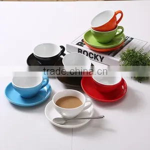 Color Glaze Porcelain Coffee Cup With Saucer thumbnail-2